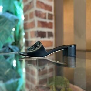 DOLCE & GABBANA Black Leather DG Sandals SZ 39 (US 9)